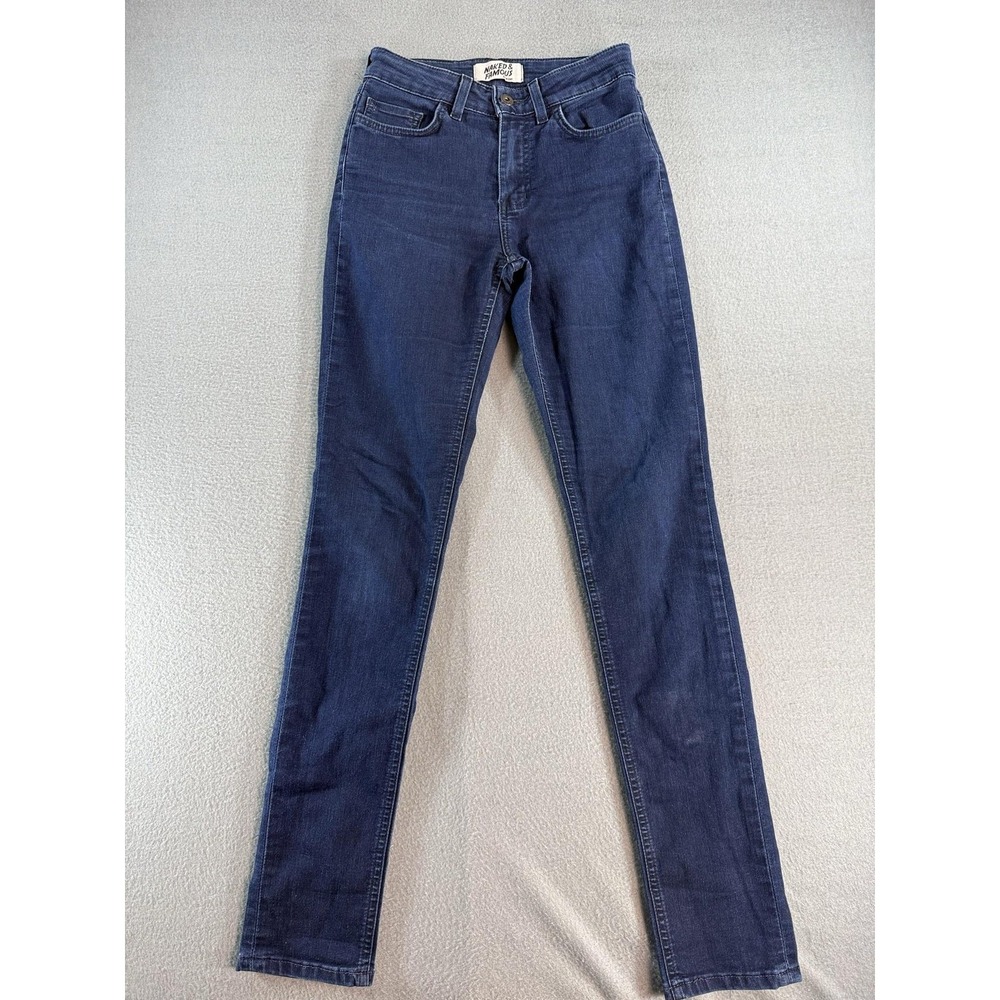Naked & Famous Denim The High Skinny Jeans Womens 26 Dark Blue High Rise Denim